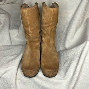 Women’s UGG Lynnea Cesnut Suede Sheepskin Foldown Boots - SZ 7